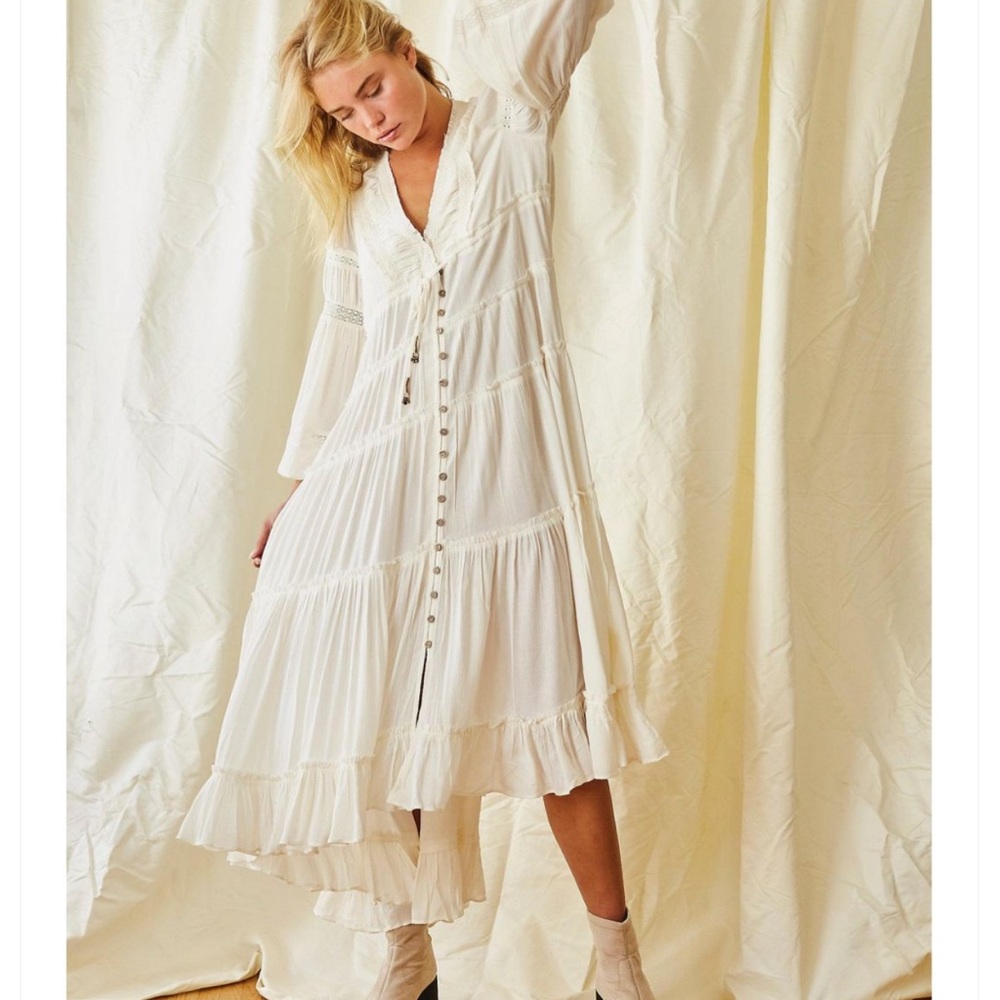 Free People Cassis Midi Dress Off White/Cream